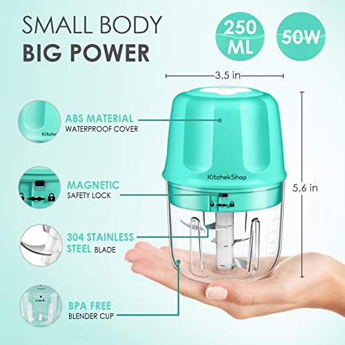 Rechargeable Portable And Cordless Mini Food Processor 250Ml With Stainless Steel Blade, Electric Garlic Chopper Vegetable Chopper Blender For Nuts Chili Onion Minced Meat And Spices Bpa-Free(Green) #TOP2