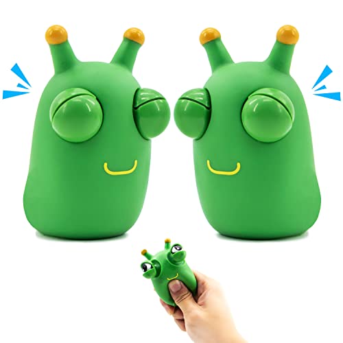 Zolunu 2 Packs Funny Grass Worm Pinch Toy Eye Popping Squeeze Sensory Toys Office Desk Toys Stress Relief for Toddlers Kids Adults Cover