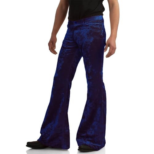 Image of EVEDESIGN Mens Bell Bottom Velvet Pants 60s 70s Disco Outfits for Men Vintage Flared Jeans