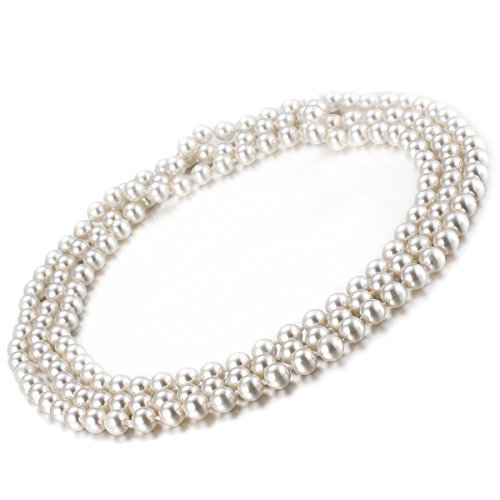 VIKI LYNN Faux Pearl Necklace Costume Jewelry Fashion Flapper Accessories 59 inch Long Necklaces for Women