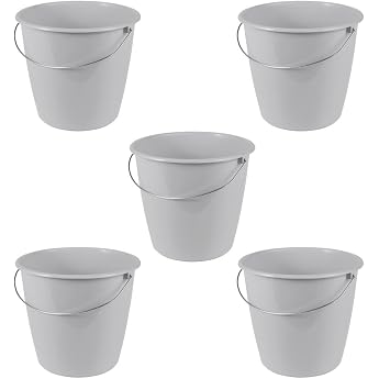 keeeper Erik 5 x Buckets with Metal Handle 5 L Polypropylene 24 x 24 x 20 cm Nordic Grey