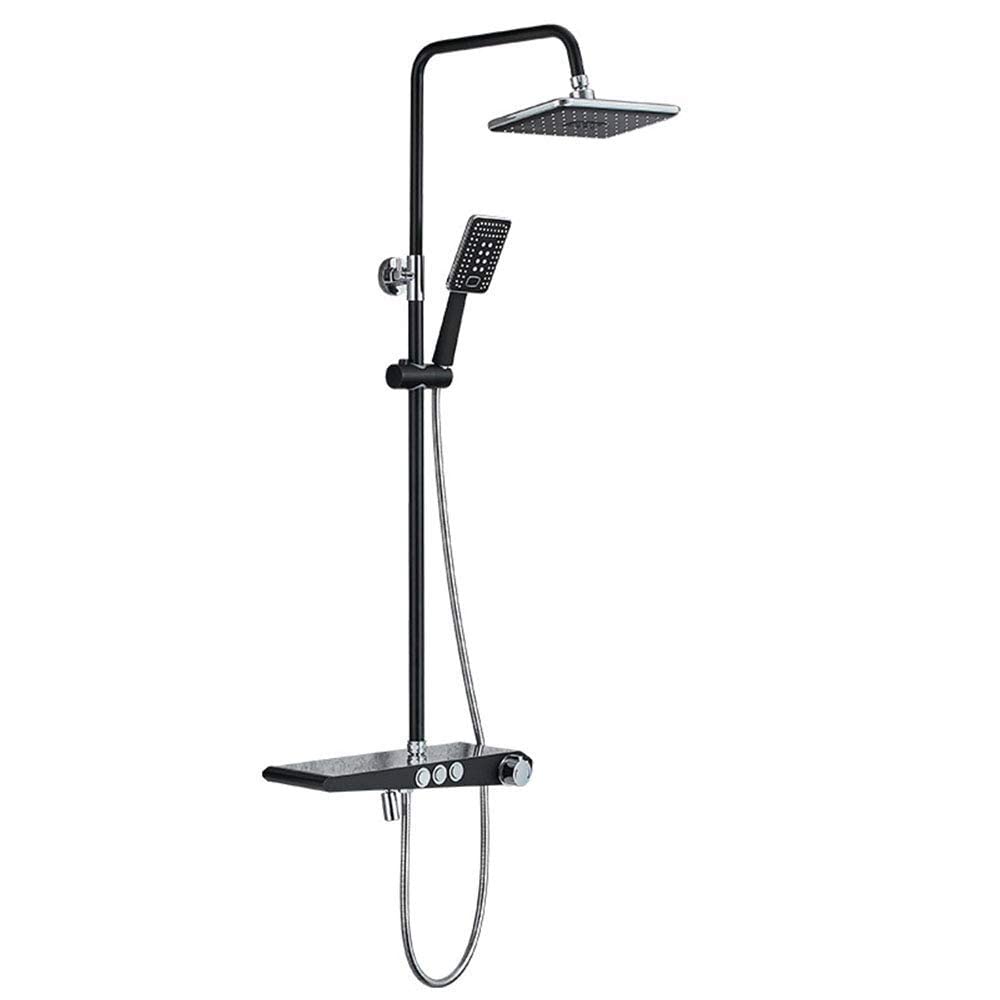 OZBMA Rainfall Shower Faucet Black Bathroom Set Wall Mount Hot Cold Water Tap Handshower