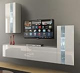 Photo Gallery furnitech c47 future, parete attrezzata, soggiorno moderno, set mobile tv, base porta tv (led bianco, 47/hg/w/2 1b) Photo Gallery furnitech c47 future, parete attrezzata, soggiorno moderno, set mobile tv, base porta tv (led bianco, 47/hg/w/2 1b)