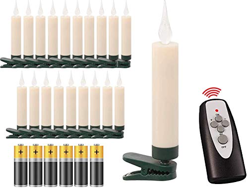 20 LED Weihnachtsbaumkerzen mit simulierter Acryl-Flamme / kabellos /...