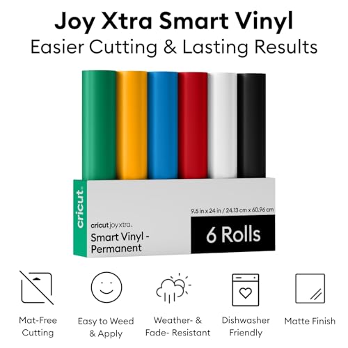 Image of Cricut Joy Xtra Cutting Machine and Smart Vinyl Bundle for Labels, Decals & Custom Projects - Includes Rainbow Permanent Vinyl, Transfer Tape, Tools & Design Guides