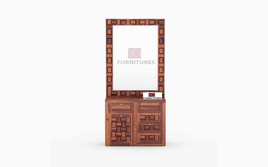 Solid Wood Dressing Table || Beautiful Dressing Table || Dressing Table Stool || Dressing Table with Mirror and Storage || Home Furniture || Honey Brown-image-37