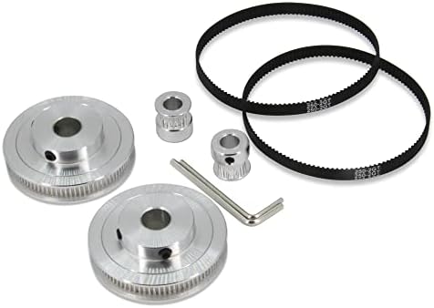 Befenybay 2 zestawy kół synchronicznych 2GT 20 i 80 zębów, otwór 10 mm, aluminiowe koło pasowe rozrządu z 2 paskami o długości 250 mm i szerokości 6 mm (20-80T-10B-6)