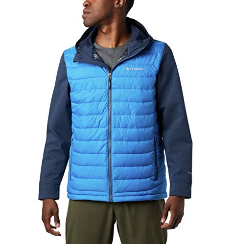Image of Columbia Men's Powder Lite Hybrid Jacket, Azure Blue, Collegiate Navy Heather,X-Large