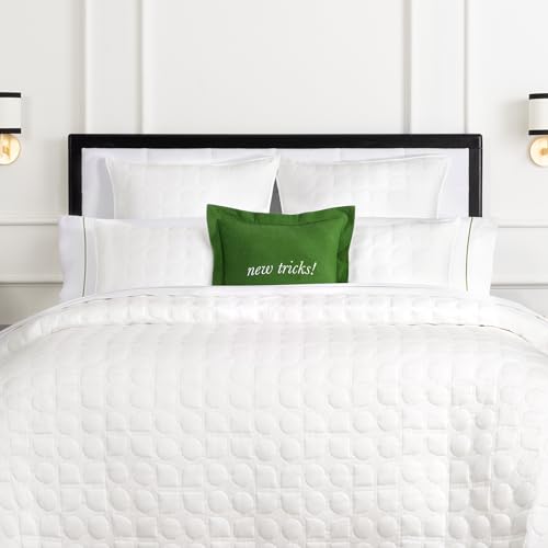 Image of kate spade new york Old Habits, New Tricks Reversible Decorative Pillow, 18 inch x 18 inch Throw Pillow for Bed or Sofa, Cotton and Linen Cover, Green