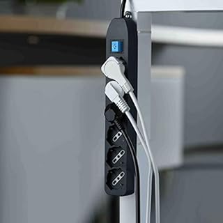 Electraline 62074 Multipresa 6 posti Polivalenti P40(Schuko + 10/16A) con Interruttore Cavo 1,5 m Nero