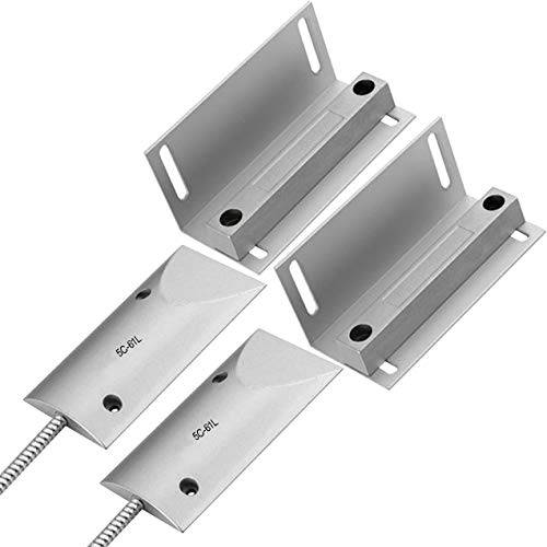 HWMATE NC Overhead Door Magnetic Contact Reed Switch Alarm with Adjustable L Bracket for Roller Door Zinc Case (2 Pack)