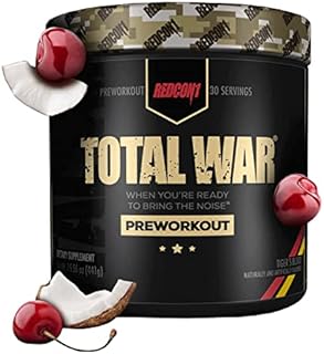 REDCON1 Total War Pre Workout - L Citrulline, Malic Acid, Green Tea Leaf Extract for Pump Boosting Pre Workout for Women & Men - 3.2g Beta Alanine to Reduce Exhaustion, Tiger's Blood, 30 Servings