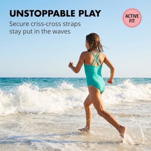 Image of Kanu Surf Girls' Reese UPF 50 Beach Sport Criss-Cross One Piece Swimsuit