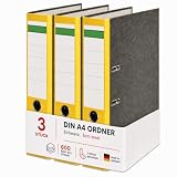 Conipa Ordner A4 Breit 8 cm, 3 Stück, Gelb, für bis zu...