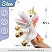 Hopearl Plush Unicorn Hand Puppet with Open Movable Mouth for Imaginative Play, Role Play, Interactive Toy for Storytelling Teaching Puppet Theater, Birthday Gifts for Kids Girls, White, 12''