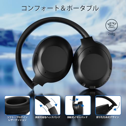 ATTACK SHARK G300 ヘッドホン bluetooth ワイヤレスヘッドホン コスパ最強 オーバーイヤーヘッドホン HIFIステレオ ハイブリッドアクティブノイズキャンセリング ANC 低遅延 有線 無線 3.5mm AUX有線両用 Bluetooth 5.3 密閉型 軽量 折り畳み可能 内蔵マイク付き 20時間連続再生 日本語説明書【技術基準適合証明219-249399】（ブラック）
