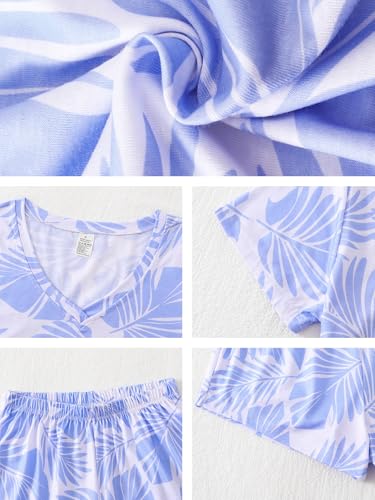 Image of VENTELAN Pajama Set For Women Cute PJS Summer Short Sleeve Shorts Sleepwear