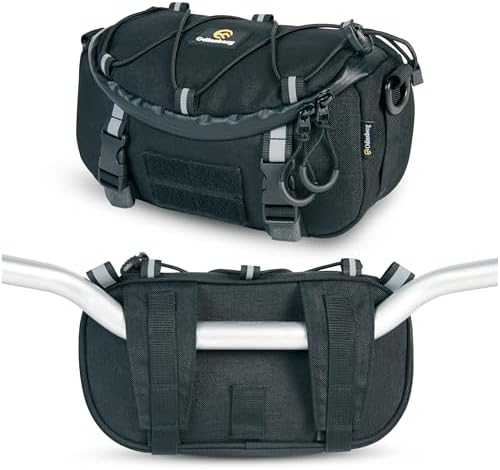 Odinsberg Multifunctional Bicycle & Motorcycle Handlebar Bag, 3L Water Resistant, Compatible with Most Handlebar Types, Black