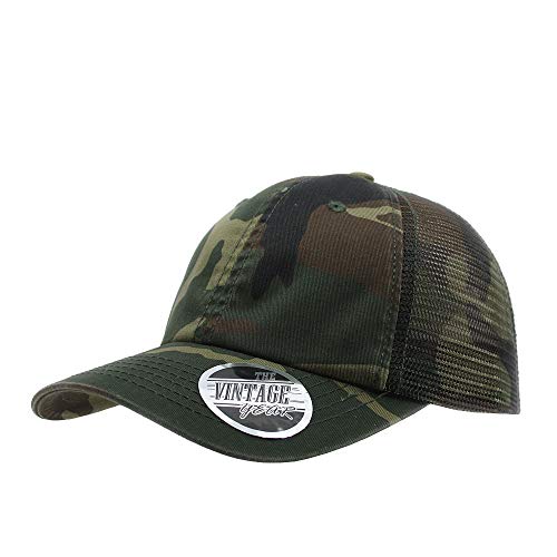 Image of The Vintage Year Washed Cotton Unstructured Soft Mesh Adjustable Trucker Baseball Cap