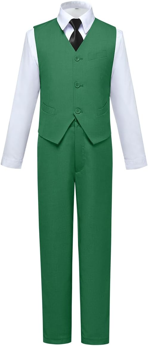 Visaccy Boys Suits Slim Fit Dress Clothes Ring Bearer Outfit 12 Years Green(4 Piece)