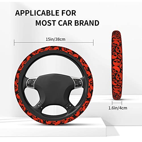 Red Skull Steering Wheel Cover Protector Car Accessories For Women Men 15 Inch Auto Universal Non-Slip Interior Decor #TOP5