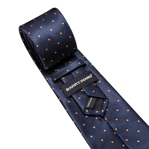 Image of Barry.Wang Ties for Men Silk Tie Sets Polka Dot Woven Necktie Pocket Square Cufflinks Business Wedding