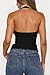 zhaistar Women's Lace Halter Tank Top Deep V Neck Backless Slim Fit Basic Going Out Tops Black M