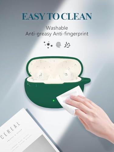 Image of Reiox Soft Silicone Protactive Case Cover Compitable for Oneplus Nord Buds 3 | 3 Pro (Green)