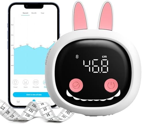 Tychesy Smart Körpermaßband mit niedlicher Kaninchenkopf, Bluetooth Massband Körper mit App für Messen der Körperumfänge von Bizeps, Brust, Hüfte, Waden, Oberschenkel und Hals, ein