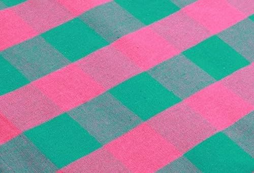 Image of Hornbill Enterprises 100% Pure Cotton Blanket /Single Size Solapur Cotton Chaddar /Bedsheet /Reversible Blanket for Daily use (60x90 inches) Set of 1 (Pink Green)