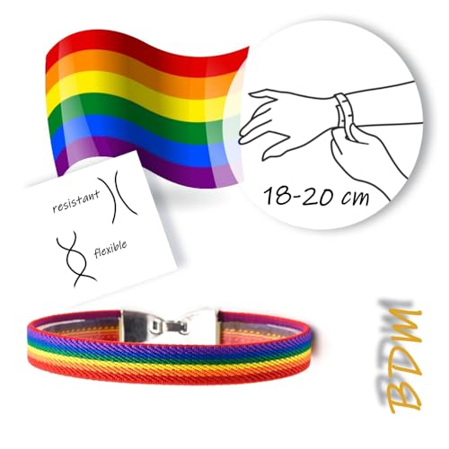 BDM Gay Pride, LGTBI, Lesbian, LGBT, Trans and Rainbow Bracelet. Choose Size2