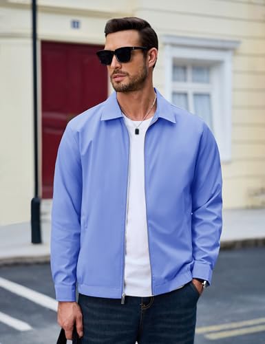 Image of MAGCOMSEN Men's Lightweight Jackets Full Zip Up Light Coat Laydown Collar Jacket Casual Windbreaker Jacket with Zip Pockets