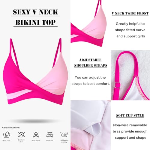 Image of Amy Babe Women's High Waisted Bikini Sets Push Up Twist Front Spaghetti Straps Ruched Two Piece Swimsuit Bathing Suit