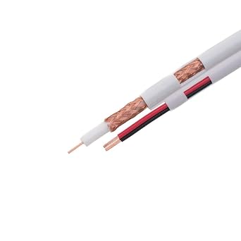 RG59/U Siamese Cable CCTV Video Wire 20-Gauge + 18/2 AWG Power with 95% Shielding, 500ft, White