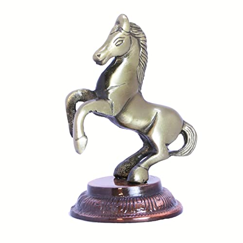 Image of KridayKraft Jumping Horse Metal Statue for Wealth Table Top Figurine for Living Room Bedroom Home Office Animal Decorative Showpiece Feng Shui Vanstu Sculpture for Gift Purpose. (Brass)