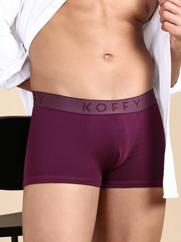 Image of KOFFY Men's Cotton Lycra Mini Trunks with 4-Way Stretch | Wrinkle-Resistant | Ultra-Soft Elastic I 2X Absorbent