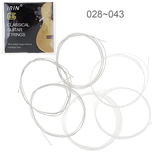 Muzcym 6Pcs Classical Guitar Strings Nylon Guitar Strings 028-043, Silver Plated Wound, Nylon Strings Core #TOP2