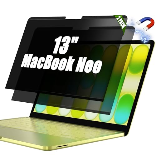 (2 Pack) Orzero Magnetic Privacy Screen Protector Compatible for MacBook Neo 13 inch, PET (Not Tempered Glass) Removable Anti Peeping Screen Shield Anti Glare Scratch-Resistant Blue Light Filter for Office Coffee Shop Travel Work Study