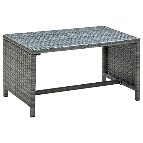 Kithwjll Anthracite Poly Rattan Coffee Table 70 x 40 x 38 cm, Waterproof Garden Table for Patio, Balcony and Living Room, Sturdy Sofa Table