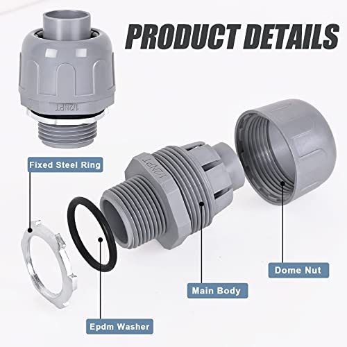 Firmibang Liquid Tight Connector 1/2 In - Non-Metallic Electrical Conduit Fittings, Ul Listed Pvc Conduit Fitting (Straight, 8 Pack) #TOP2
