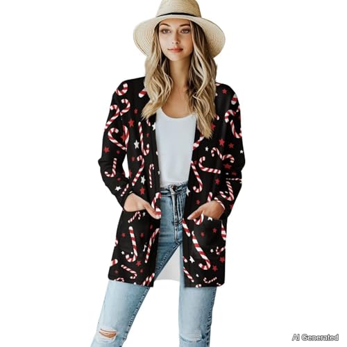 Image of Women's Lightweight Cardigans with Pockets Trendy Long Sleeve Open Front Cardigan Casual Tops Jackets Fall Oufits S-2XL