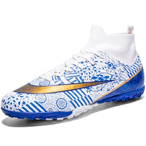 UniStep Men's Soccer Shoes Astro Turf Trainers High-Top Football Boots Outdoor Breathable Sneakers Athletic Professional Futsal Shoes Youth Boys Indoor Football Shoes Unisex, 36 EU