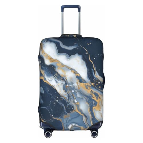 Dark Blue Gold Marble Luggage Cover Washable Suitcase Cover Anti-Scratch Luggage Protector Covers Elastic Suitcase Identify L fits 25-28 Inch Luggage