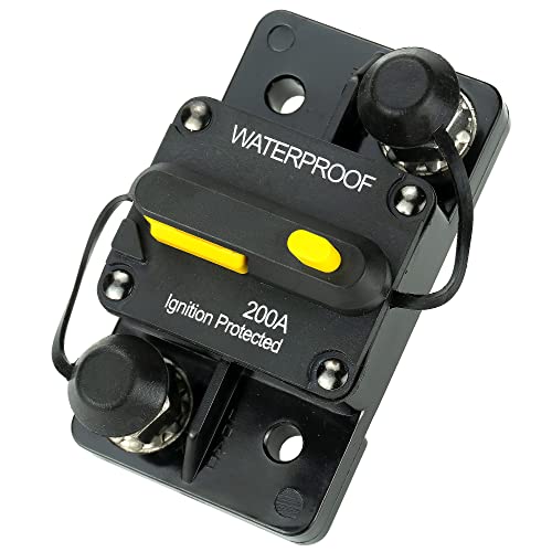 STETION 200 Amp Circuit Breaker with Manual Reset Marine Circuit Breaker Protect for Automotive Audio System Battery Fuse Solar Breaker 12V-48VDC Waterproof (C200A)