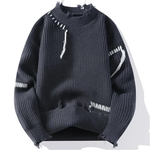Men Hip Hop Knit Pullovers Loose Streetwear O-Neck Pullover Sweaters 6