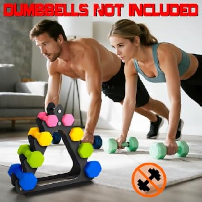 4-Tier Dumbbell Rack, Large Capacity Weight Rack for Women & Kids, Holds 1-11 lbs Dumbbell Stand Sets, Home Gym Storage Organizer(Dumbbells Not Included)