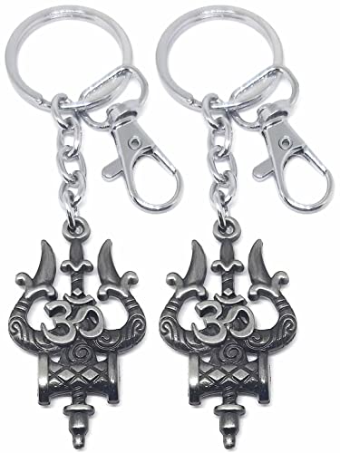 Image of Aura Lord Shiva Shankar Bholenath Mahadev Damru Om Trishul Keychain For Men Women Boys Girls Shivratri Husband Wife Metal Hook Keychain