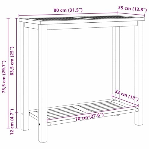 Table console en teck massif résistante aux intempéries