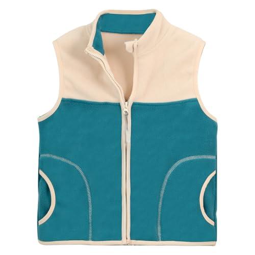 Image of Boys Full Zip Polar Fleece Vest Sleeveless Outwear Warm Jacket with Pockets
