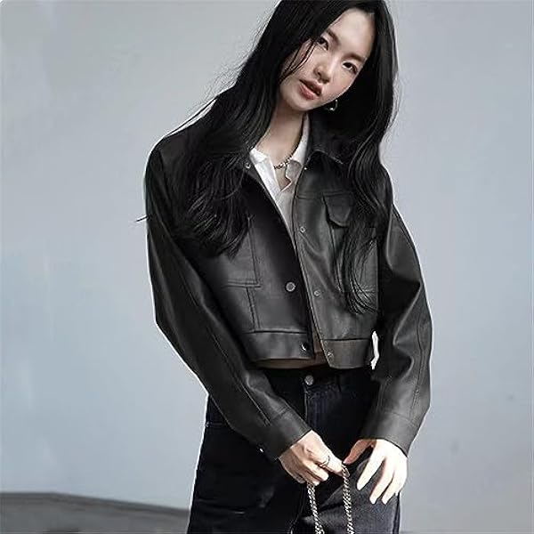 Adhdyuud Vrouwen Casual Lederen Jas Herfst Slanke Korte Jas Punk Motorfiets Faux Lederen Blazer